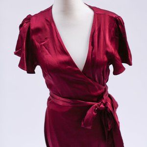 BHLDN Phoebe Silk Ruby Wrap Dress